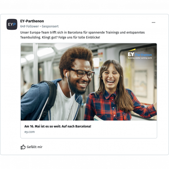 Zu sehen ist eine Ad von EY auf XING
