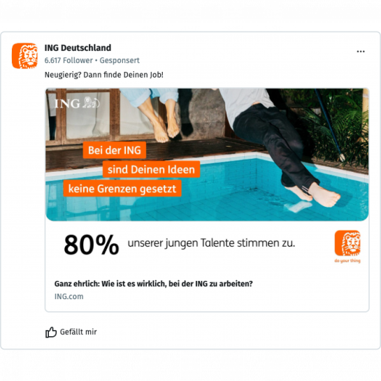 Zu sehen ist eine Ad der ING Deutschland