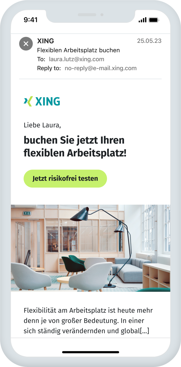 XMS XING Mailings Mockup mobil