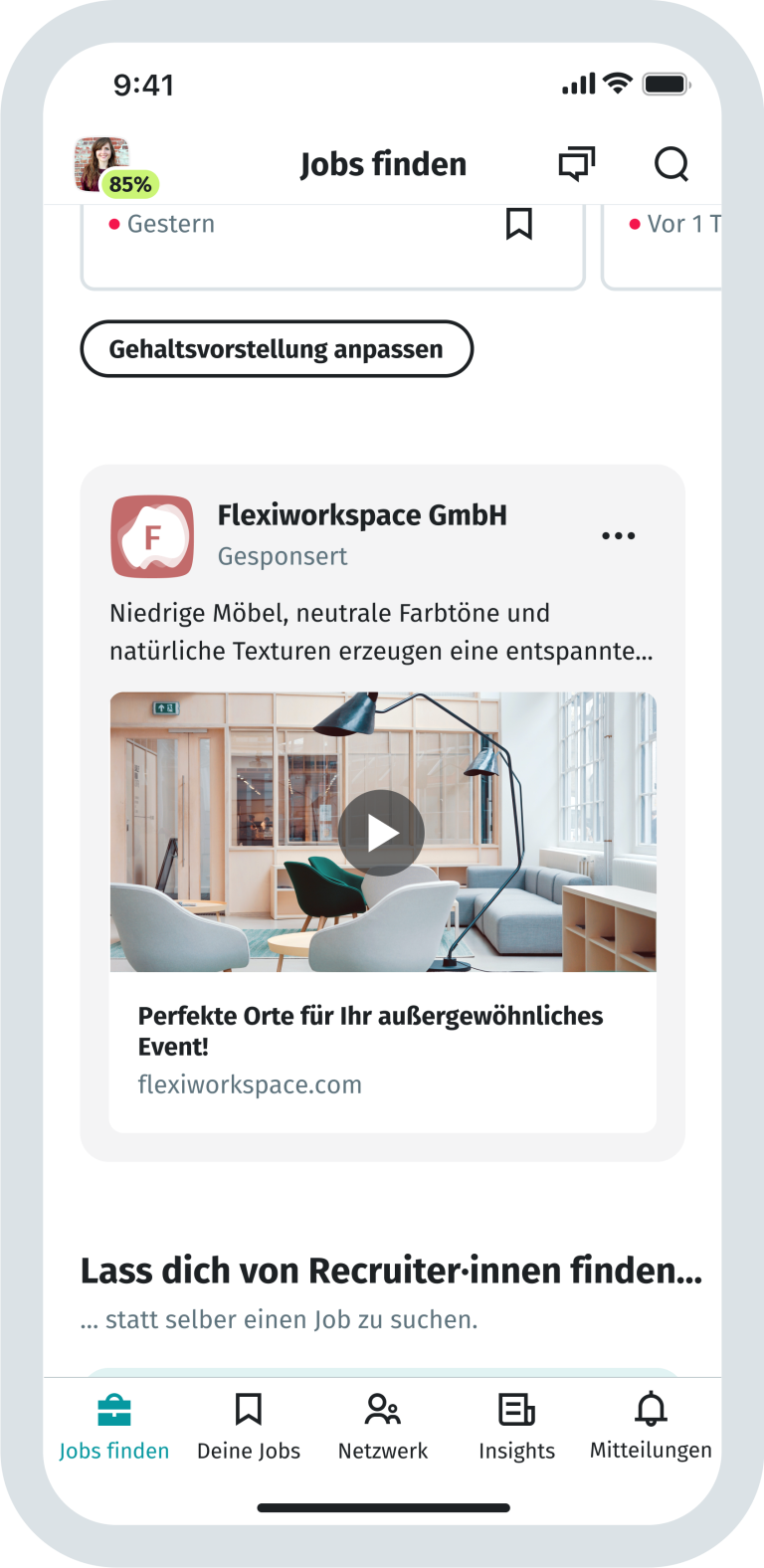 XMS XING Video Ads Mockup mobil