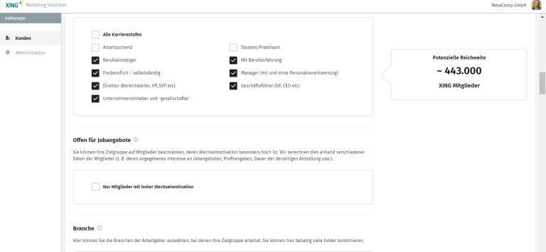 XMS 23 Screenshot Anzeigenstatus Qualifikationen MetaComb
