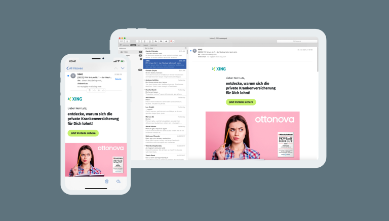 Screenshot XING Mailings Ottonova Krankenversicherung