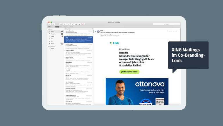 Screenshot XING Mailings im Co-Branding Look